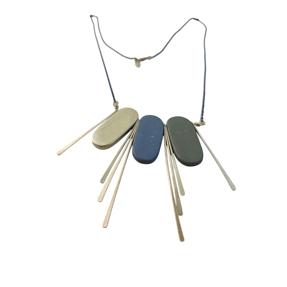 Oliver Bonas Womens Mid Century Modern Chain Tassel Pendant Necklace Signed